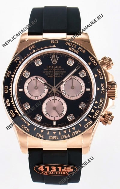 Rolex Cosmograph Daytona M126515 Rose Gold Black Diamonds Dial Original Cal.4131 Movement Watch 