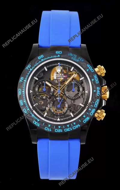 Rolex Daytona Blaken Blue 1:1 Swiss Mirror Replica Skeleton Dial Cal.4130 Movement