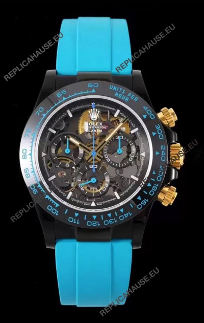 Rolex Daytona Blaken Blue 1:1 Swiss Mirror Replica Skeleton Dial Cal.4130 Movement