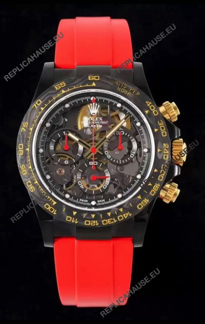 Rolex Daytona Blaken Red 1:1 Swiss Mirror Replica Skeleton Dial Cal.4130 Movement
