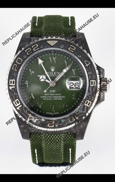 Rolex GMT Masters II Super Clone DiW Edition Swiss Replica Lightweight Carbon Casing Watch 