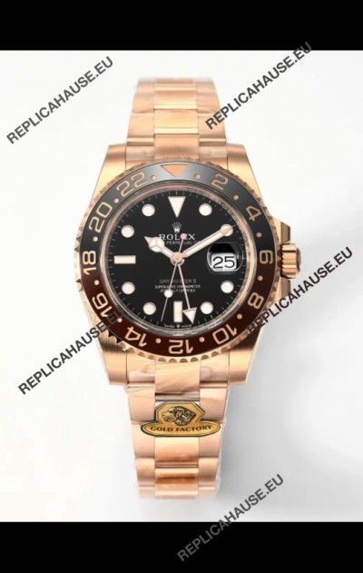 Rolex GMT Masters II Super Clone Root Beer 126711CHNR Rose Black Dial Swiss Replica Watch 