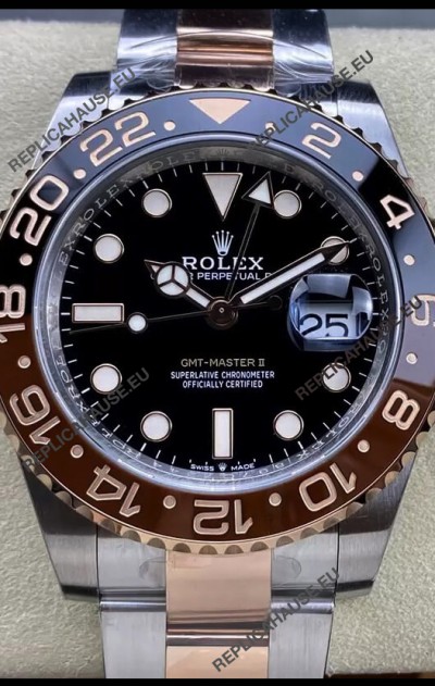 Rolex GMT Masters II M126711CHNR-0002 Everose Two Tone Gold Swiss Replica 1:1 Mirror Watch