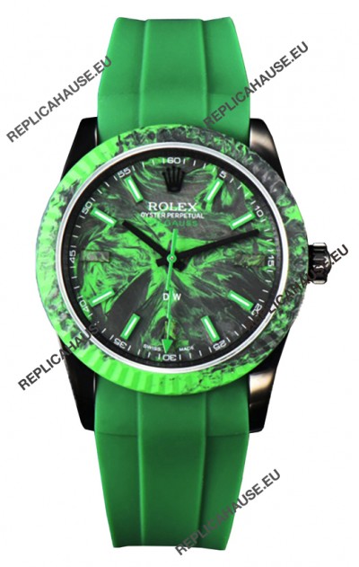 Rolex Milgauss DiW Green Carbon Casing Watch - ETA2836 Automatic Movement in Green Strap 