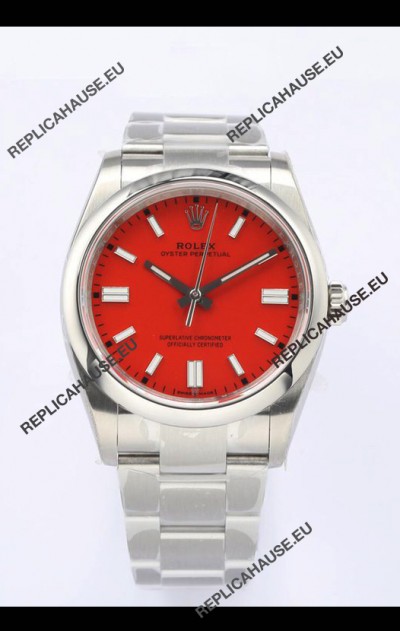 Rolex Oyster Perpetual REF#126000 36MM Swiss Movement Swiss Replica Red Dial 904L Steel 1:1 Mirror Replica Watch