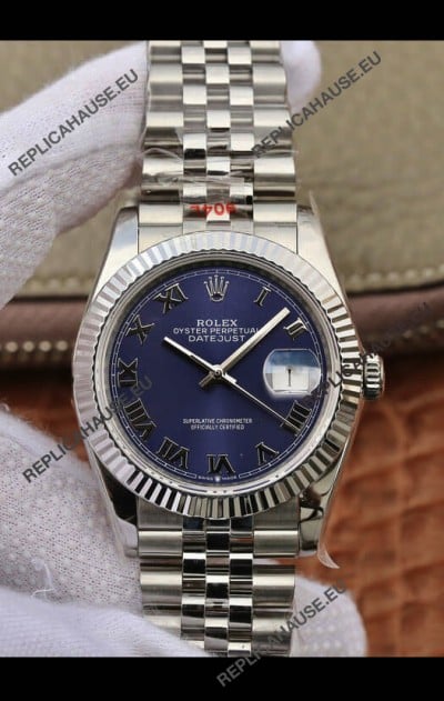 Rolex Datejust 31MM ETA-2671 Movement Swiss Replica in 904L Steel in Blue Roman Dial