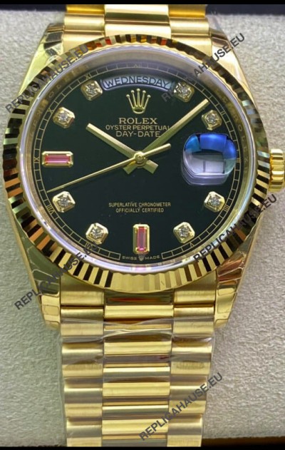 Rolex Day Date 128238 Presidential 18K Yellow Gold Watch 36MM - Black Dial 1:1 Mirror Quality Watch