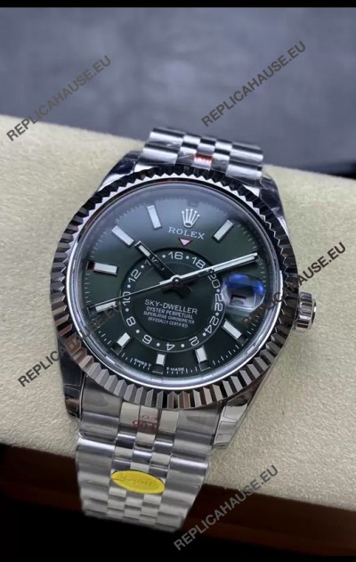 Rolex Sky-Dweller REF# 336934 Green Dial Watch in 904L Steel Case 1:1 Mirror Replica