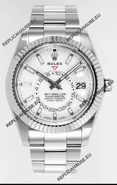 Rolex Sky-Dweller REF #m336934 White Dial Watch in 904L Steel Case - Super Clone Watch
