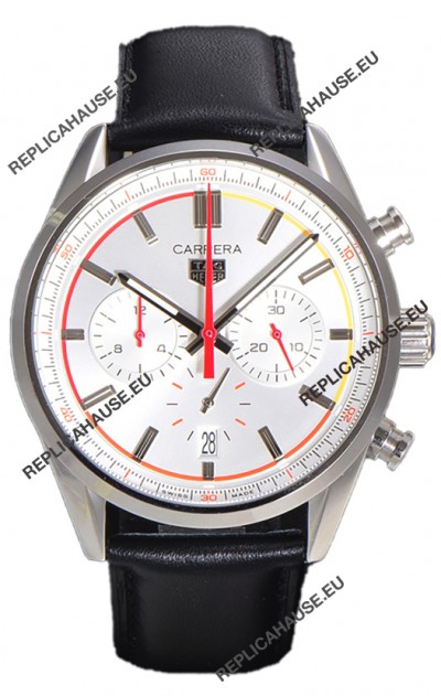 Tag Heuer Carrera Chronosprint X Swiss Quartz Replica Watch White dial Leather Strap 