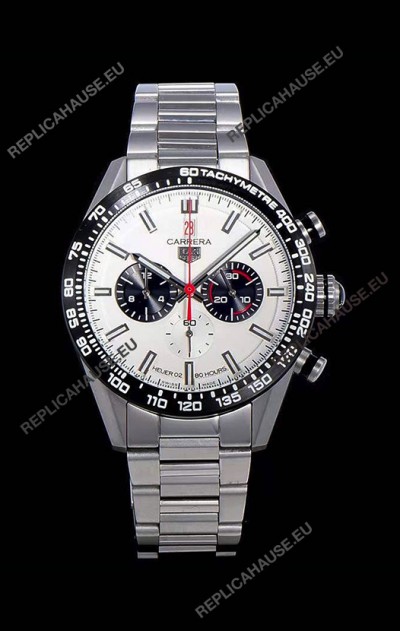 Tag Heuer Carrera Swiss Quartz Movement Replica Watch in White Dial - Stainless Steel Strap