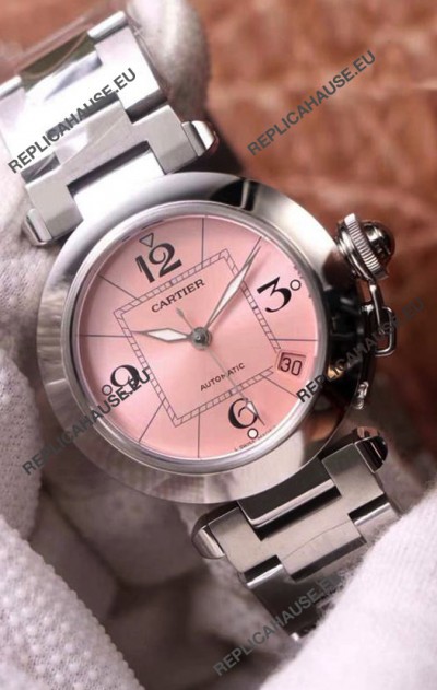 Pasha De Cartier 1:1 Mirror Quality Automatic Swiss Replica Watch 32MM - Pink Dial