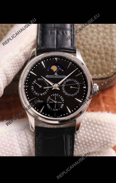 Jaeger LeCoultre Master Ultra-Thin Perpetual Calendar Black Dial Swiss Replica Watch 