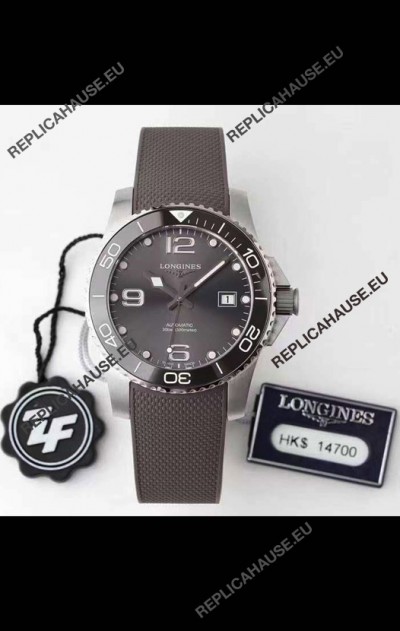 Longines HydroConquest 1:1 Mirror Swiss Replica Watch in Grey Dial Rubber Strap