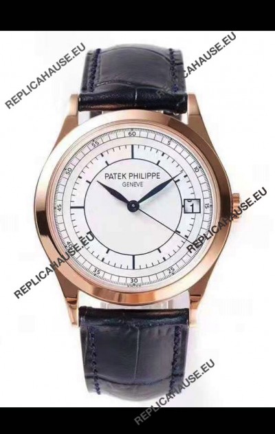 Patek Philippe Calatrava 5296 Sector Dial 1:1 Mirror Swiss Replica Watch Rose Gold Casing