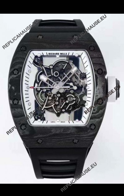 Richard Mille RM055 Forged Carbon Casing 1:1 Mirror Replica Watch in Black Strap 