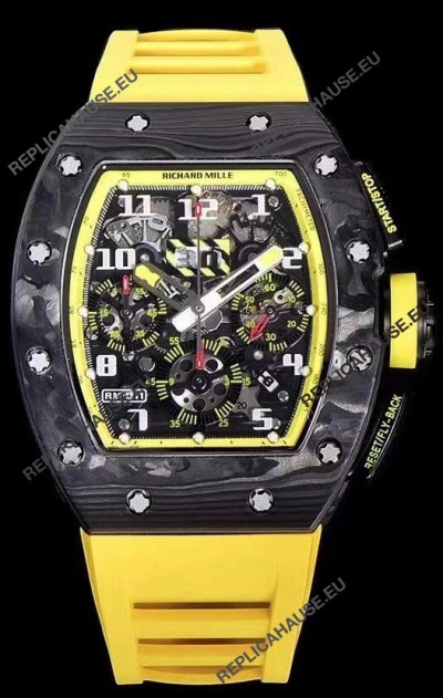 Richard Mille RM011 Felipe Massa 1:1 Mirror Quality One Piece Black Forged Carbon Case Watch