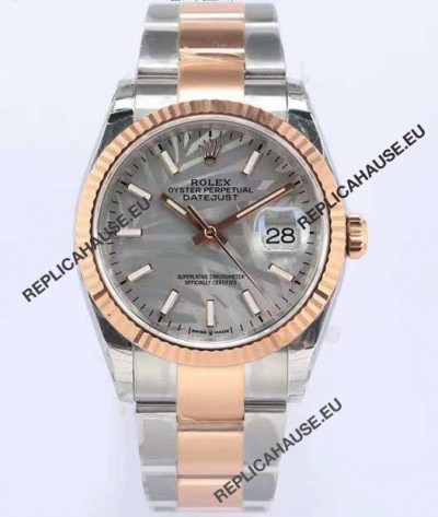 Rolex Datejust Palm Motif Dial 36MM Cal.3135 Movement Swiss Replica Watch in 904L Two Tone Casing