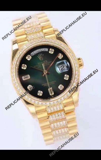 Rolex Day Date Presidential 18K Yellow Gold Watch 36MM - Green Dial 1:1 Mirror Quality Watch