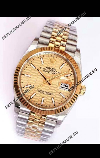 Rolex Datejust Fluted-Motif Dial 41MM Cal.3135 Movement Swiss Replica Watch in 904L Two Tone Casing