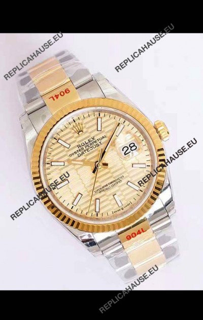 Rolex Datejust Fluted-Motif Dial 41MM Cal.3135 Movement Swiss Replica Watch in 904L Two Tone Casing