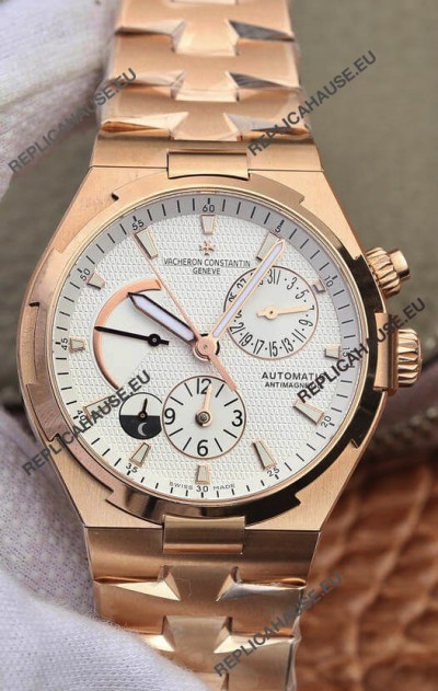 Vacheron Constantin Overseas Power Reserve Swiss Replica Watch in Rose Gold Casing