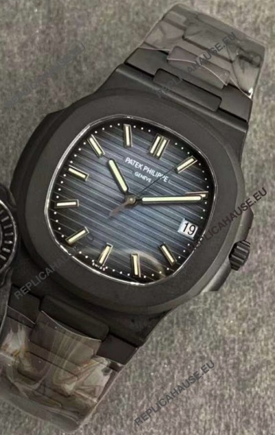 Patek Philippe Nautilus 5711 Black Venom PVD Swiss Replica Watch in Blue Dial 