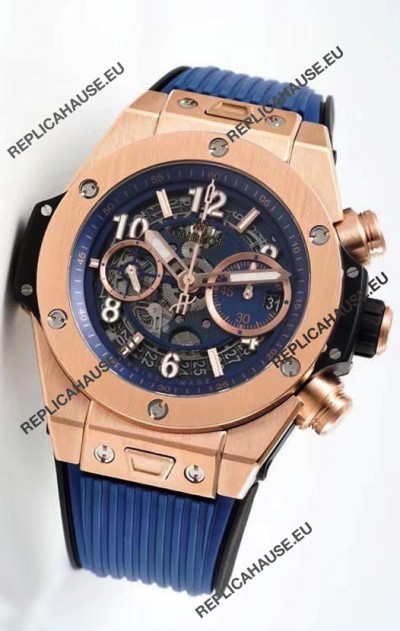 Hublot Big Bang Unico Rose Gold Blue 1:1 Mirror Edition Swiss Replica Watch