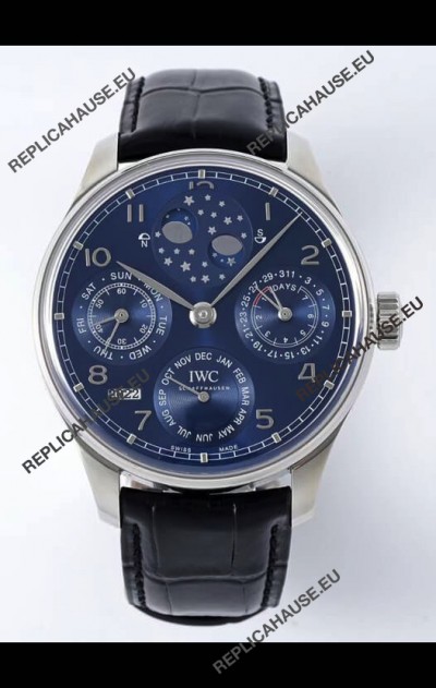IWC Portuguese Perpetual Calendar Stainless Steel Swiss Replica Watch REF. IW503401
