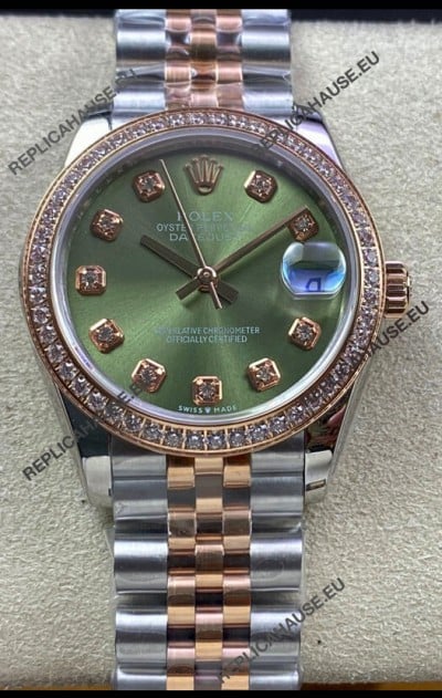Rolex Datejust 278383 31MM Swiss Replica in 904L Steel in Green Dial - 1:1 Mirror Replica