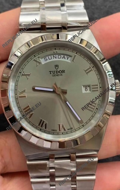 Tudor Royal Edition Watch - 1:1 Mirror Replica in Steel Casing - Grey Roman Dial
