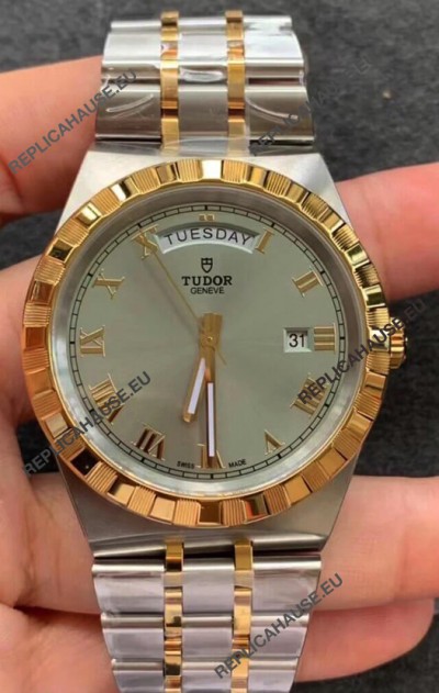Tudor Royal Edition Watch - 1:1 Mirror Replica in Two Tone Casing - Grey Roman Dial