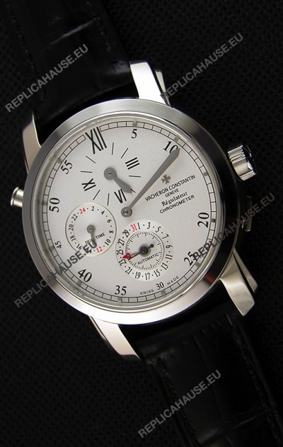 Vacheron Constantin Malte Dual Time Regulator Steel Swiss Replica Watch 