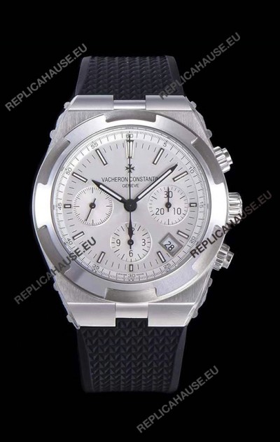 Vacheron Constantin Overseas Chronograph White Dial Swiss Replica Watch - Rubber Strap