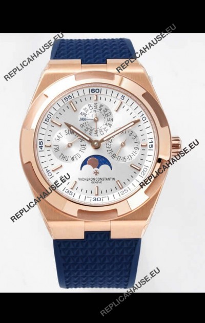 Vacheron Constantin Overseas Perpetual Calendar Ultra-Thin Steel Dial Rose Gold Casing Replica