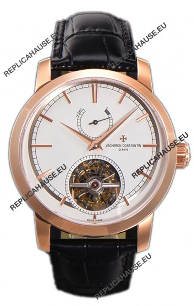 Vacheron Constantin Traditionelle 14-Day Tourbillon White Dial Rose Gold 1:1 Mirror Replica Watch 