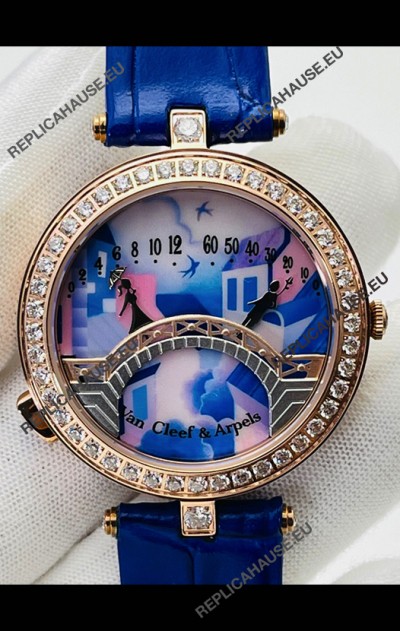 Van Cleef & Arpels Lady Arpels Pont des Amoureux in Rose Gold Blue Strap