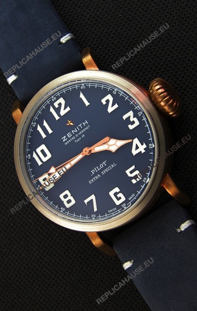 Zenith Pilot Type 20 Extra Special Vintage Style Blue Dial Swiss 1:1 Mirror Replica watch 