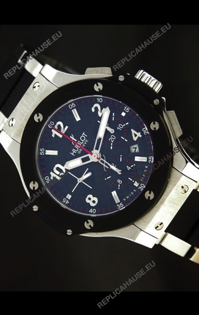 Hublot Big Bang Steel/Rubber Strap in Black Dial Ceramic Bezel