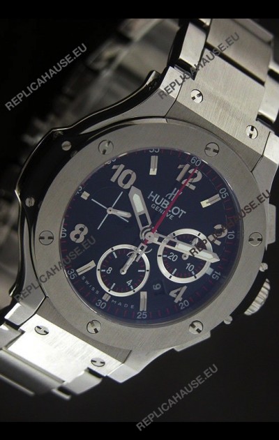 Hublot Big Bang Steel Strap in Black Dial with Steel Bezel