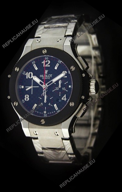 Hublot Big Bang Swiss Replica Watch in Steel Strap Ceramic Bezel
