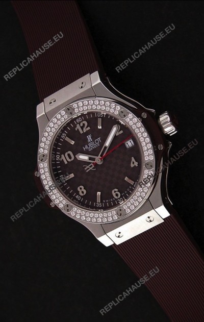 Hublot Big Bang King Swiss Quartz Watch in Checkered Brown Dial