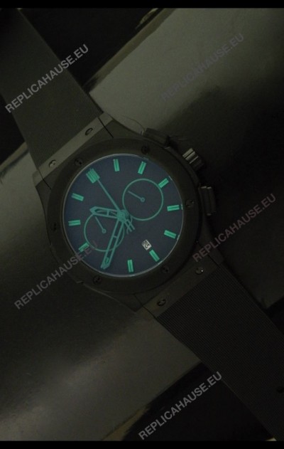 Hublot Big Bang Classic Fusion Chrono Japanese Watch with Green Markers Ceramic Case