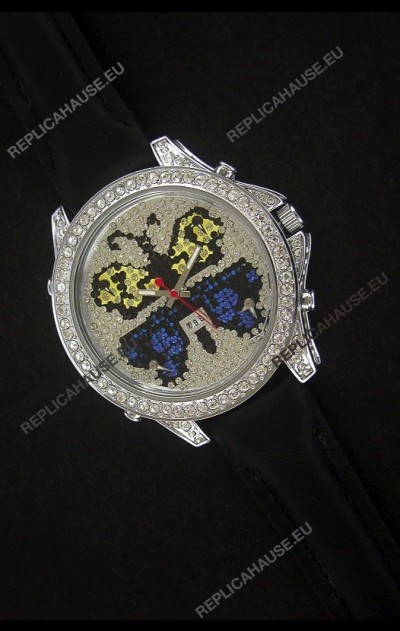 Five Time Zones J&C Clone Watch in Full Diamonds