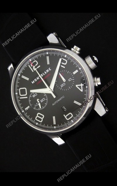 Mont Blanc Meisterstuck Timewalker Swiss Watch in Black Dial