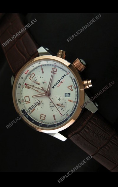 Mont Blanc UTC Japanese Replica Watch in Gold Bezel