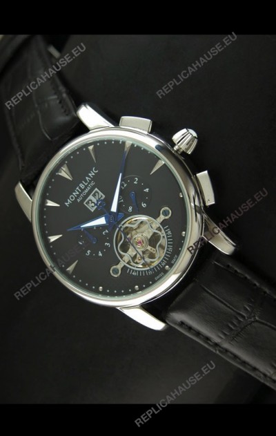Mont Blanc Flying Tourbillon Japanese Replica Watch in Black Dial