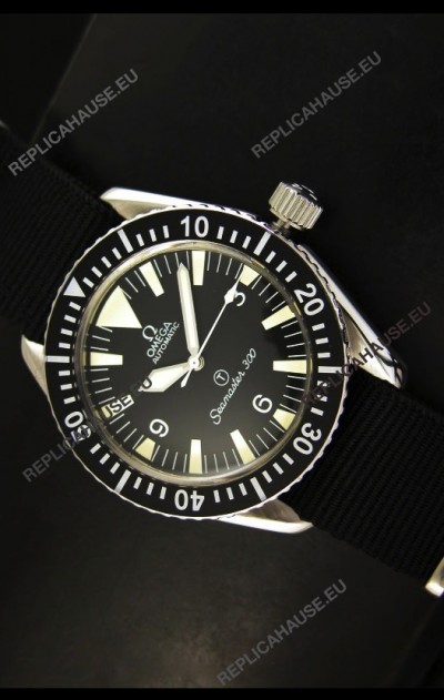 Omega Seamaster 300 R-Navy Black Dial Swiss Watch with Navy Strap