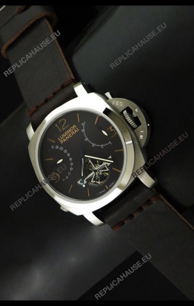 Luminor Panerai Japanese Replica Tourbillon Watch in Black Dial