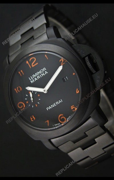 Panerai Luminor Marina Japanese Replica Watch in Orange Markers